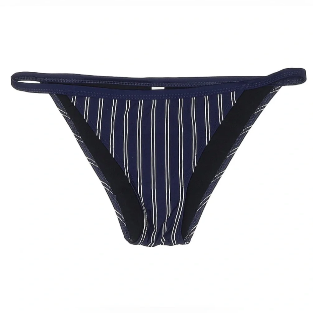 Solid+Striped Bianca Top +Bottom Bikini Set - Navy/White Pinstripe Sz Small - Picture 6 of 7